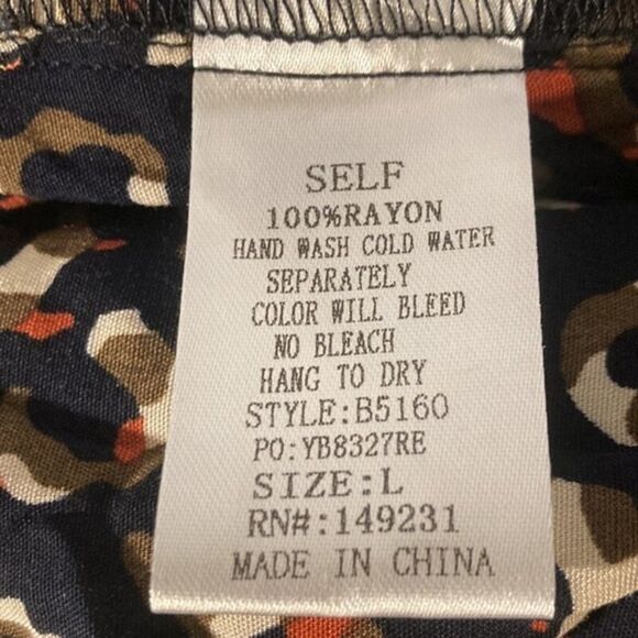 36-7 KORI black multicolor animal print thong rayon bodysuit L - Picture 10 of 10